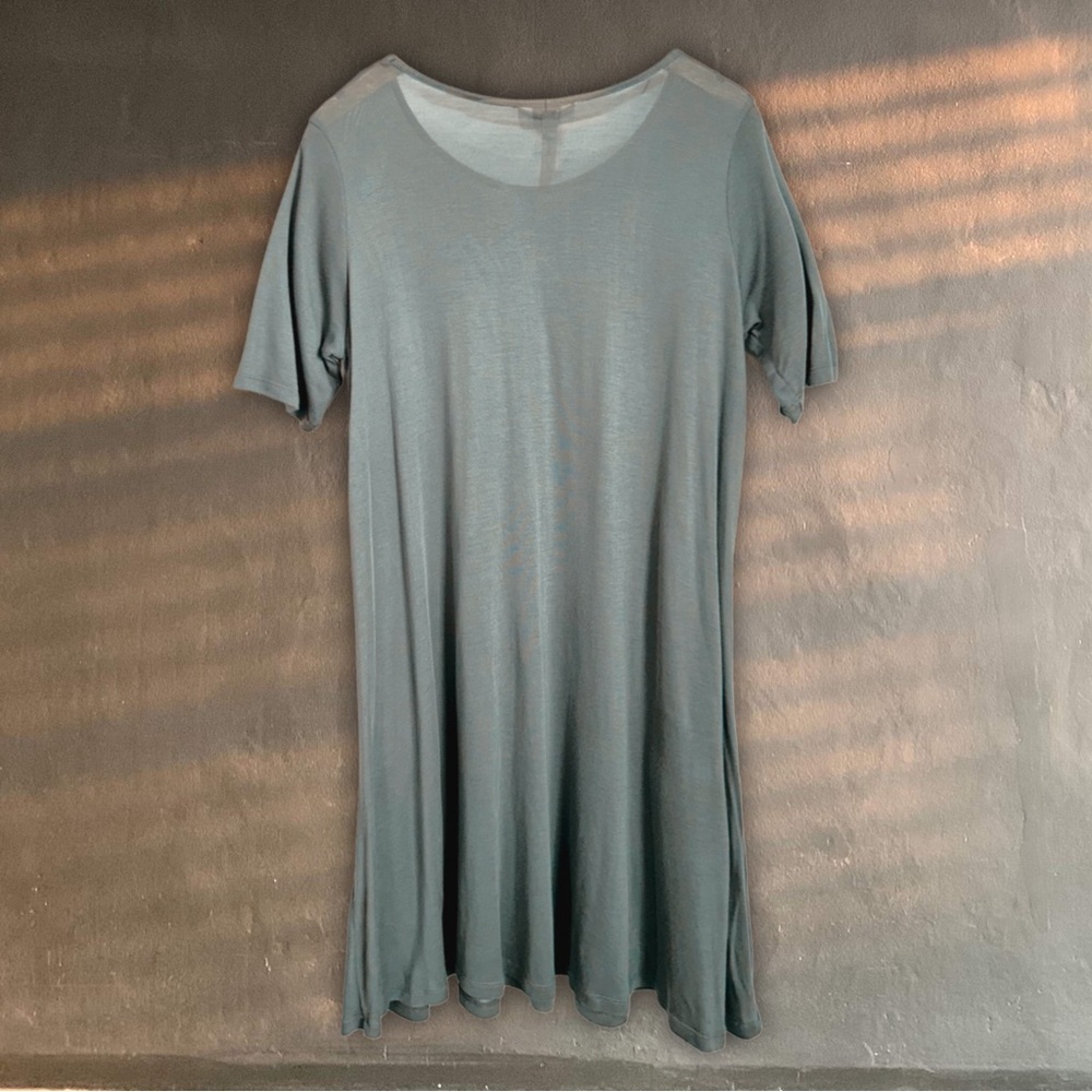 Alya seafoam green scoop back design midi dress boho casual work style dress